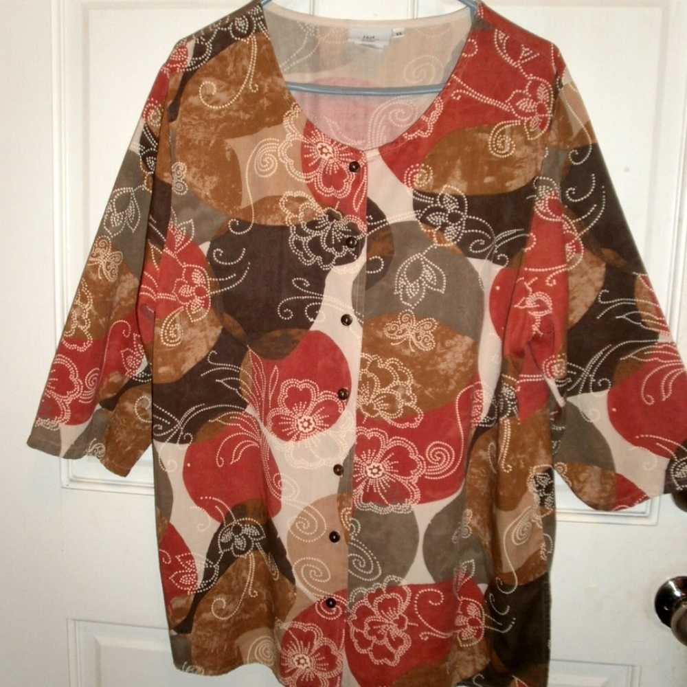 HOT COTTON sz 1X Rayon Cotton  Fall Floral Top